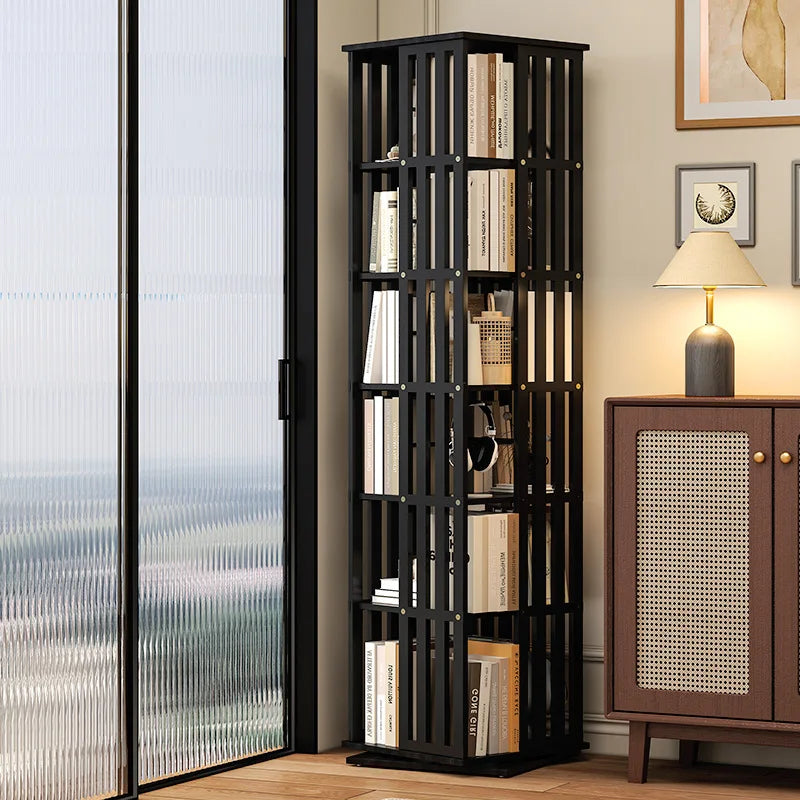 360 ° rotating bookshelf bookcase floor to wall shelf children's simple storage rack toy cabinet simple multi-layer Oasis Select
