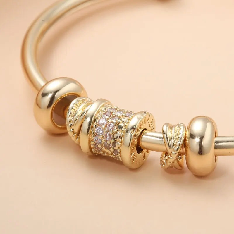 Gold Plated Cuff Bangle Copper Material Cubic Zircon Stone Rhodium Plated Size Adjustable Cuff Bracelet Girl Fashion Oasis Select