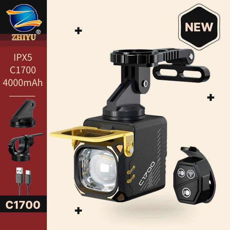 ZHIYU 1700 Lumen Bike Headlight | Type-C MTB Front Lamp