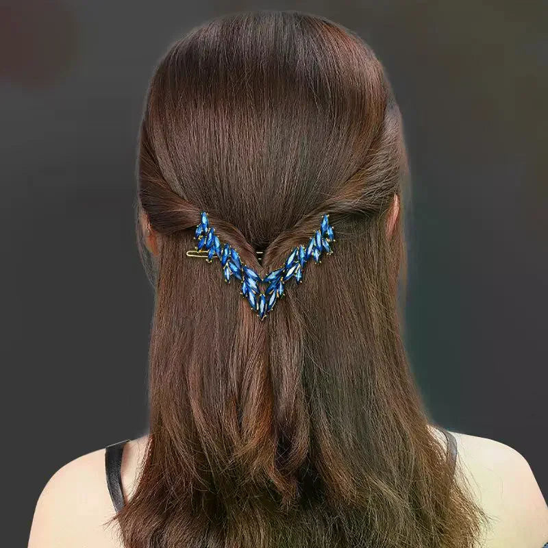 Korean V-Shape Crystal Hair Clip – Luxury Rhinestone Hairpin Crystal Hair Clip Oasis Select