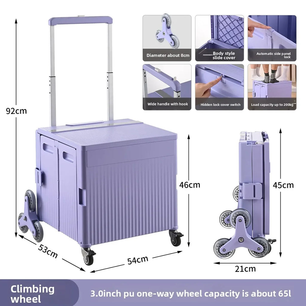 Multi-functional Shopping Cart Folding Light Carry Shopping Cart Camping Trailer Hand Pull Trolley Express Pull Goods Home Oasis Select