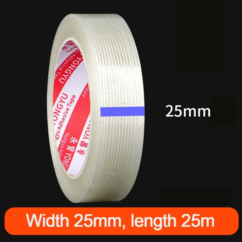 New Strong Stripes Fiberglass Tape Single-sided High Temperature Resistance Strapping Tape 25M Fixed Seal Oasis Select 25MM