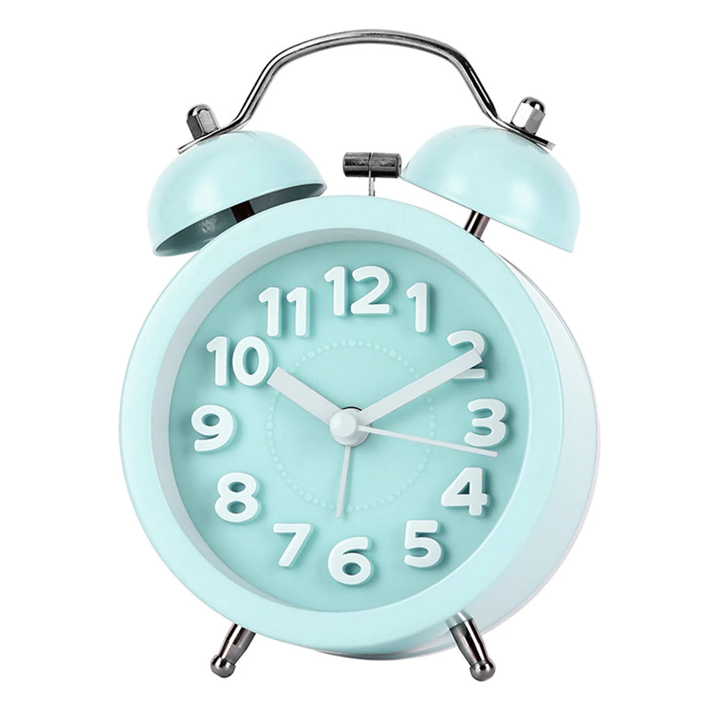 Retro Twin-Bell Alarm Clock | Silent Night Light Bedside Clock