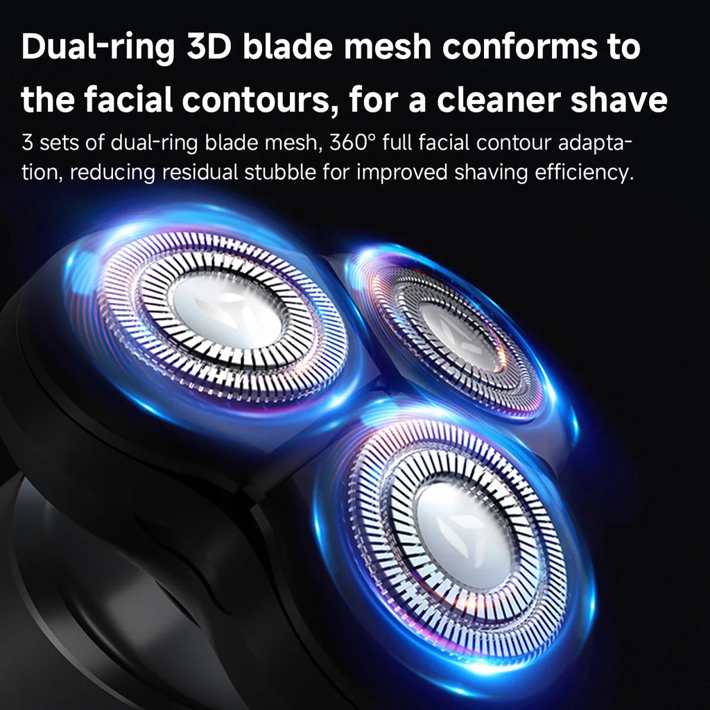 DOCOLAB Electrical Rotary Shaver for Men 3D Floating Blade Washable Type-C USB Rechargeable Shaving Beard Machine Oasis Select