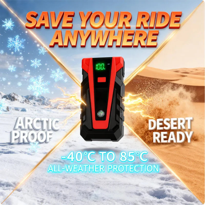 2026 Upgraded 99800mAh 12V Jump Starter: Portable Lithium, Dual USB, Flashlight, Emergency Car Battery Booster Oasis Select