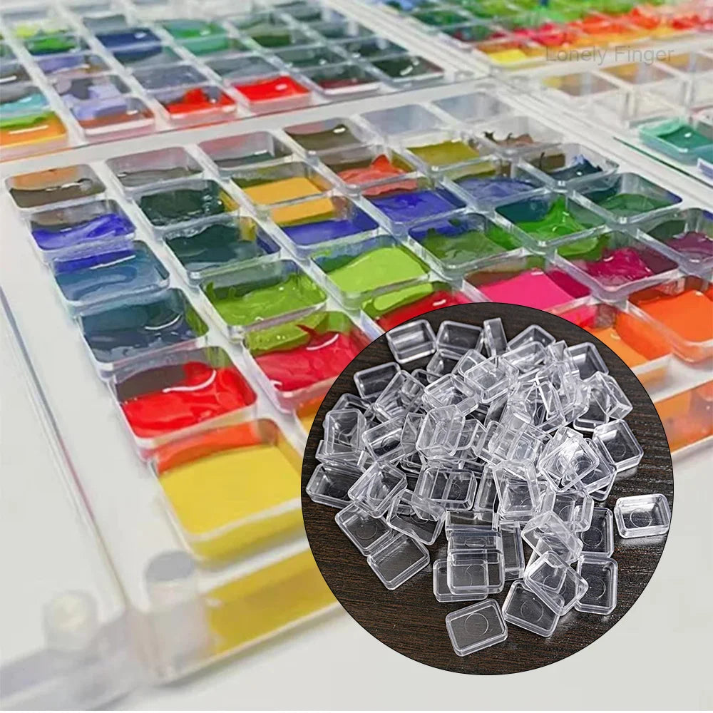 50/100Pcs 0.5ml Empty Plastic Watercolor Paint Pans for Watercolor Oils or Acrylics Travel Art Drawing Oasis Select