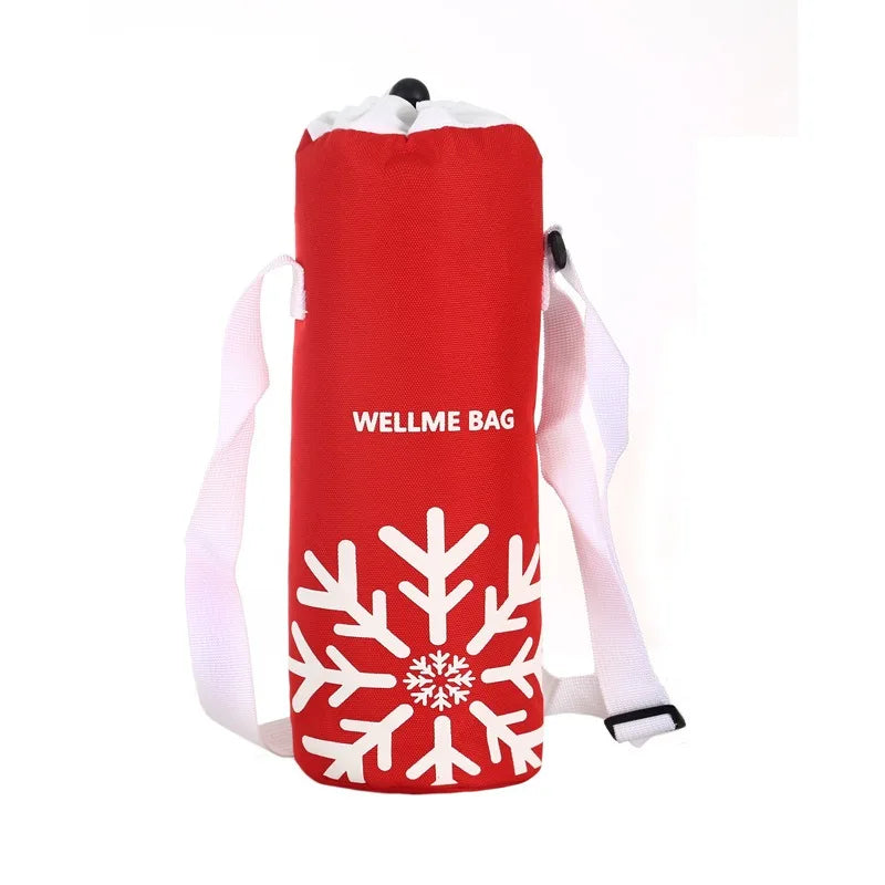 Water Bottle Tote Bag Universal Pouch Heat Preservation Insulated Cooler Bag Outdoor Traveling Camping Hiking Water Bottle Cover Oasis Select E-Red-snowflake