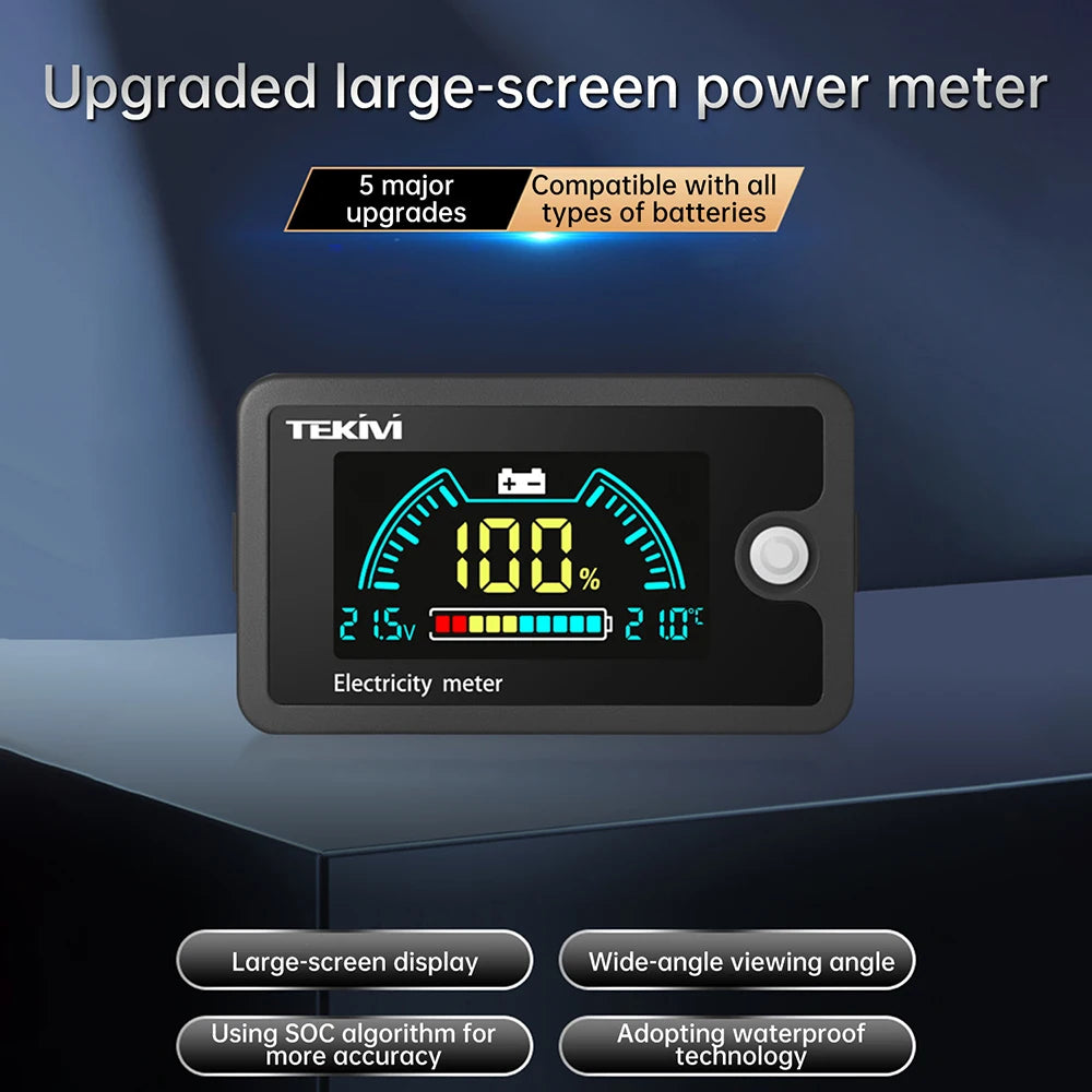 DC 8-100V LCD Digital Voltmeter Ternary/Lithium Iron Phosphate/Lead Acid Battery Capacity Indicator With Temperature Alarm Oasis Select