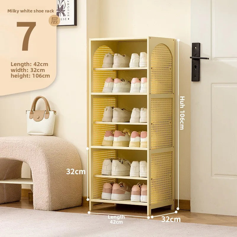 Simple shoe cabinet home door multi-layer baffle shoe rack corridor entrance economical home storage simple shoe cabinet Oasis Select Milk White 7-42