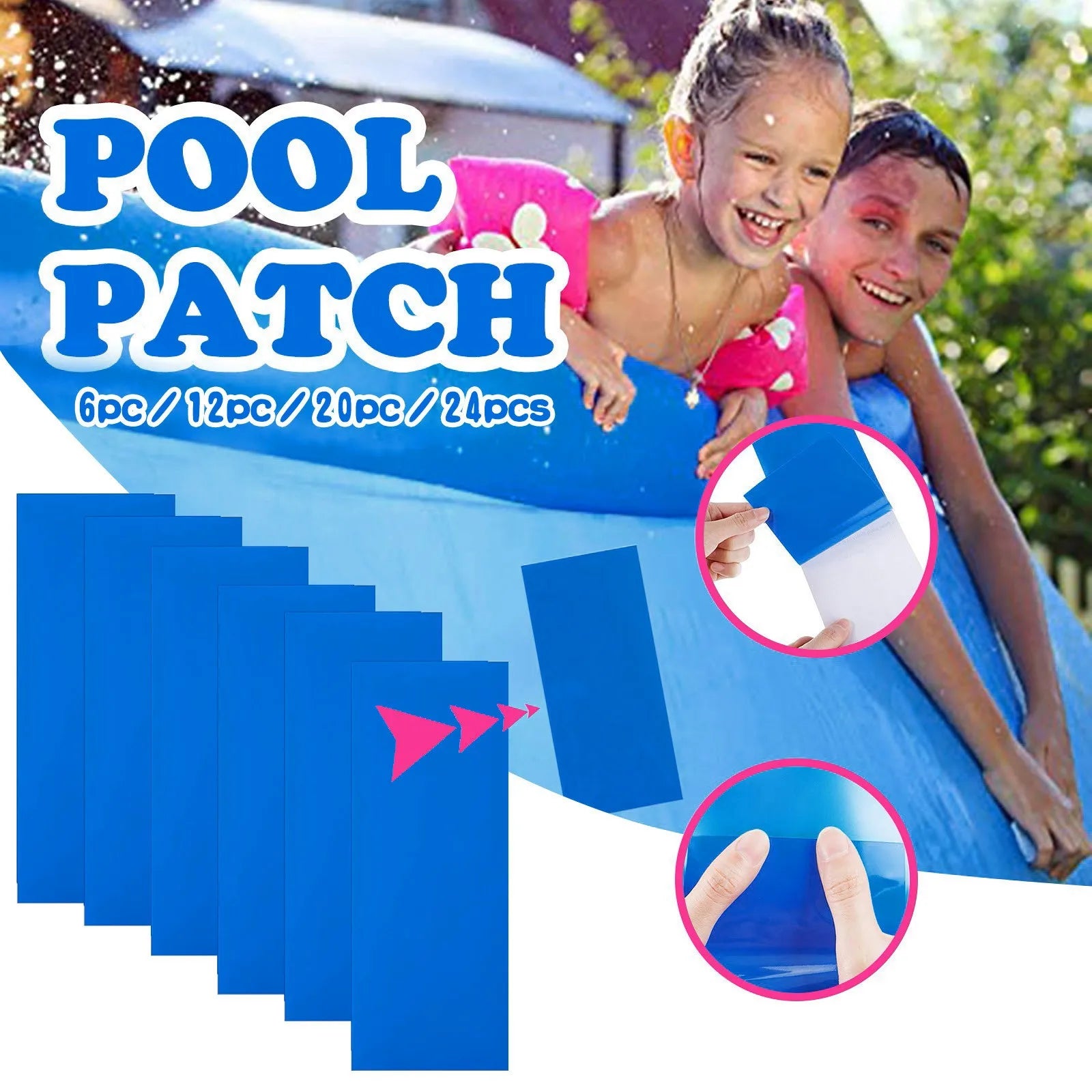 6-24pcs Self-Adhesive Pool Repair Patch Swimming Pools Repair Patches Sticker PVC Repair Kit for Swim Ring Toys Inflatable Boat Oasis Select 24PCS