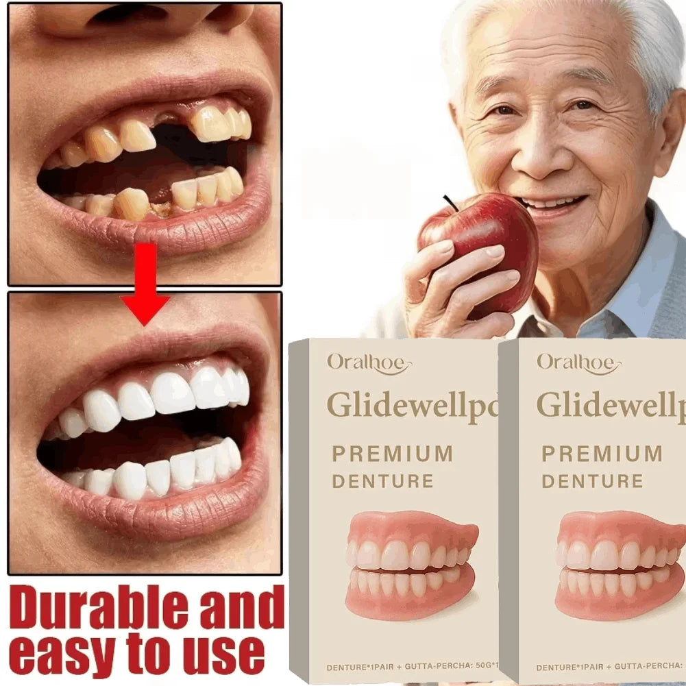 New Teeth Silicone Kit Reusable Orthodontic Appliances Upper Lower Fake Teeth Soft Decorative Comfortable Realistic Denture Set Oasis Select