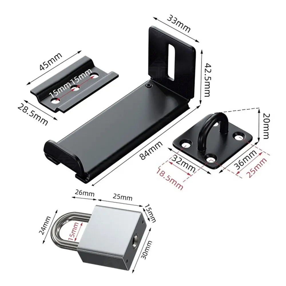 New Stainless Steel Door Clasp Lock 90 Degree Anti-theft Padlock Hasp Right Angle Burglar-proof Door Hasps Door Oasis Select