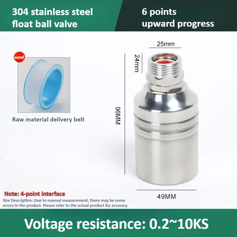 304 Stainless Steel Float Ball Valve Water Level Control 1/2 "3/4" Miniature Fully Automatic Water Level Control Valve Oasis Select 6 points up inflow 304 Stainless steel