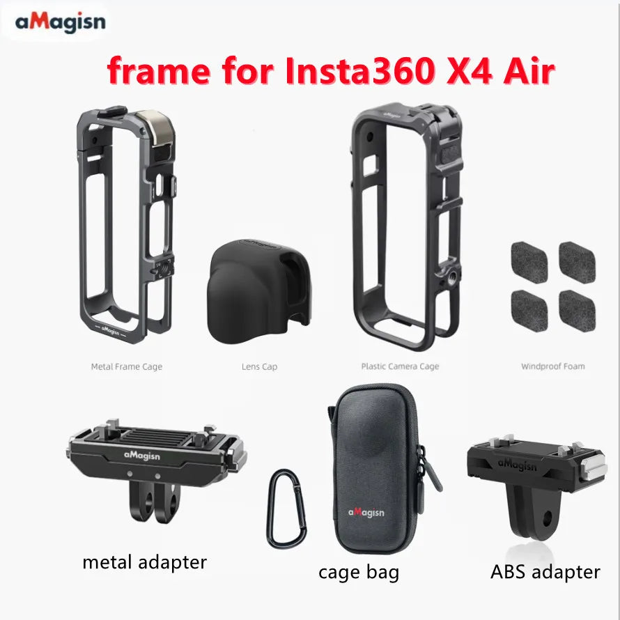 Aluminum Rabbit Cage Frame for Insta360 X4 Air | Metal Rig