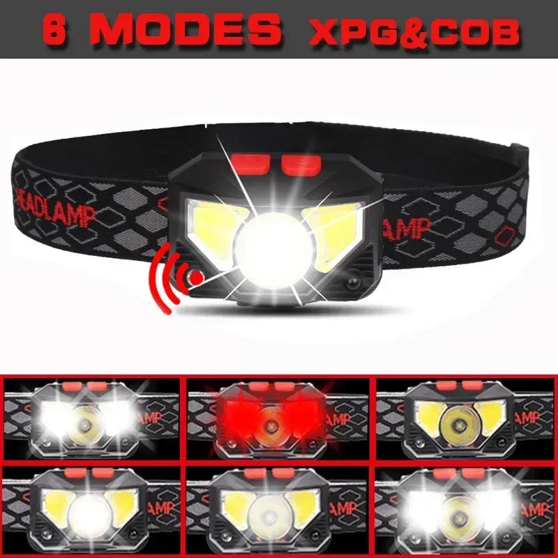 LED Sensor Headlamp USB Rechargeable – 500LM 6 Modes IPX4