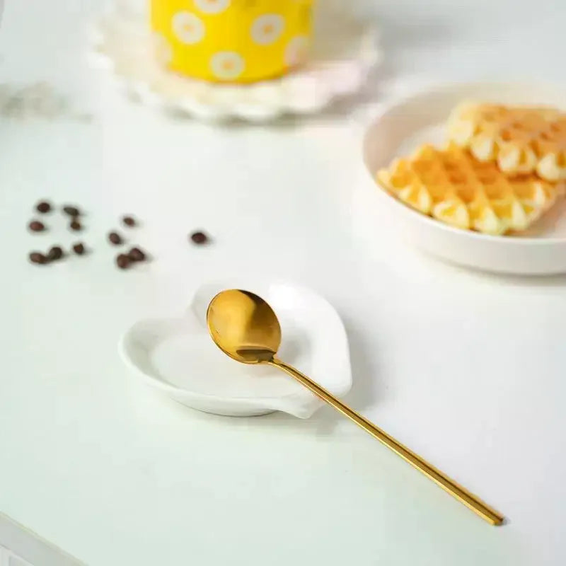 Creative Heart Shaped Ceramic Spoon Rest Pad Coffee Spoon Holder Soup Ladle Rack Kitchen Utensils Tableware Organizer Oasis Select