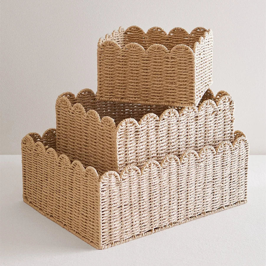 Paper Rope Woven Storage Basket Large Capacity Household Clothes Sundries Desktop Snacks Toys Tidy Kitchen Storage Basket Oasis Select