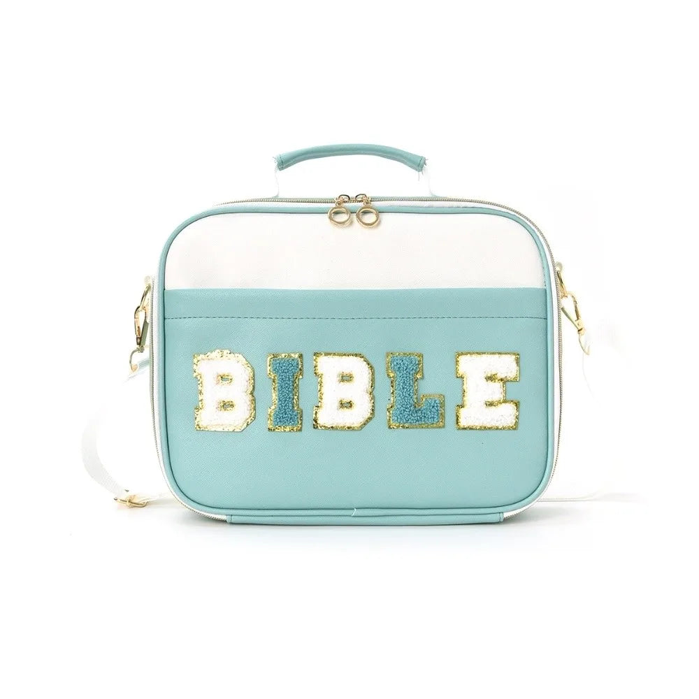 Portable Bible Cover Case Dustproof Large-capacity Bible Carrying Bags with Shoulder Strap Multilayer Book Storage Bag Women Oasis Select Green