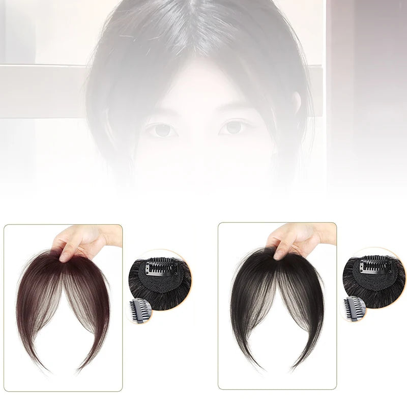 Middle Part Fake Bangs Fringe Synthetic Topper Hairpiece Clip-In Bang Extension Natural Invisible Clourse Hairpiece Women Oasis Select