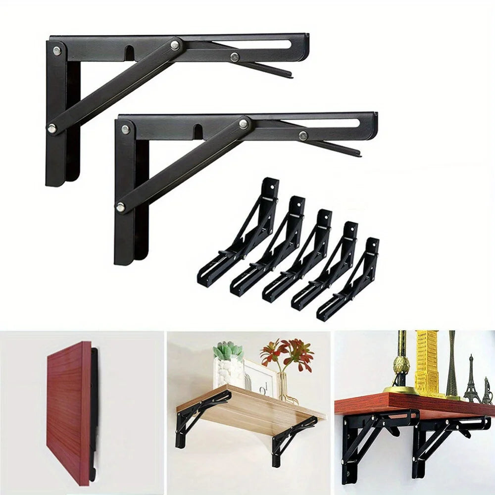 2PCS Black Finish Camper Van Folding-Bracket Table Shelf Interior Accessories for Motorhome Caravan RV Camper Trailer Food Truck Oasis Select