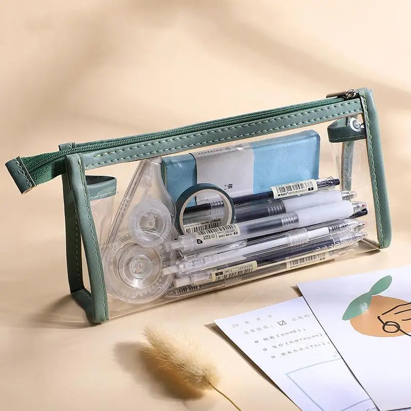 Transparent Pencil Case Waterproof PVC Large Capacity Clear Pen Bag Multi-use for Stationery Cosmetic Travel Use Oasis Select A5