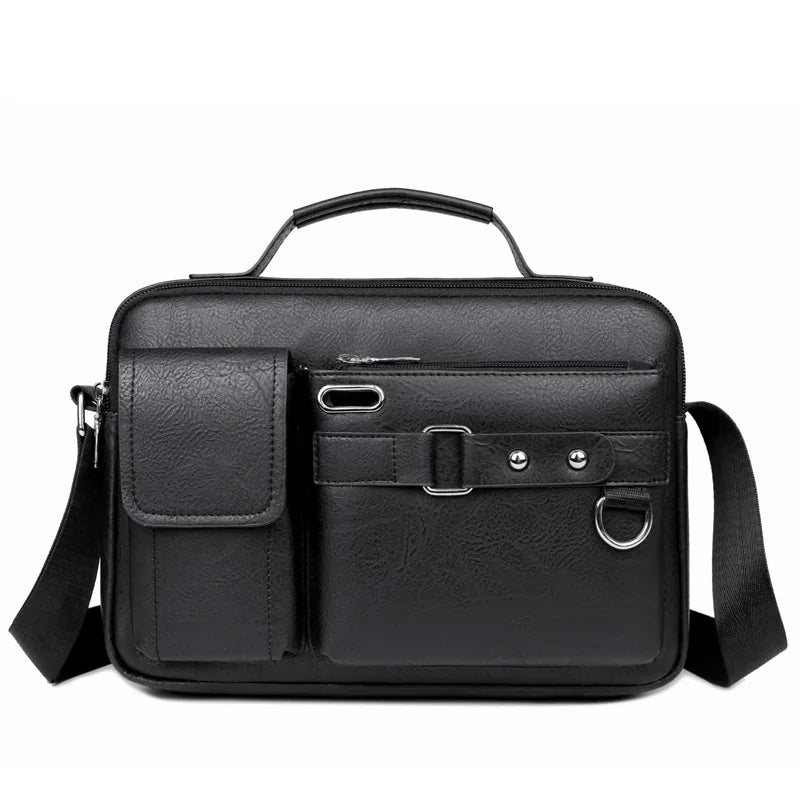 Men's Retro Messenger Bag with Waterproof Design Large Capacity Laptop Briefcase for Office Work Travel and School Oasis Select