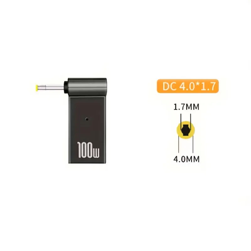 100W USB-C to DC Laptop Charger Adapter for Dell HP Asus Lenovo USB-C Laptop Adapter Oasis Select 4.0-1.7mm