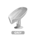 Soap Holder Drain Water Soap Dish Leaf Shape Soap Box Shower Soap Drainer Suction Cup Soap Container Modern Bathroom Accessories Oasis Select 1PC Grey