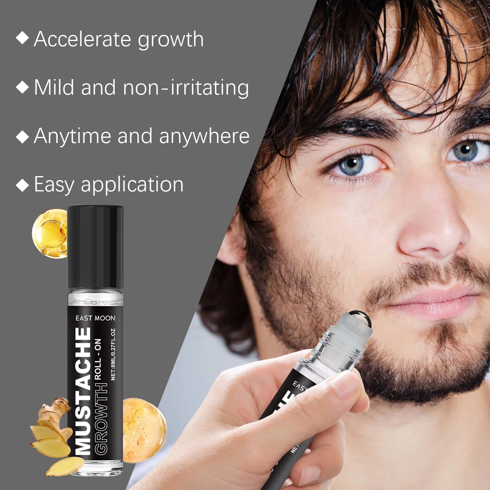 Beard Care Roll-On Oil – Nourishes, Thickens & Reduces Shedding Beard Growth Oil Oasis Select
