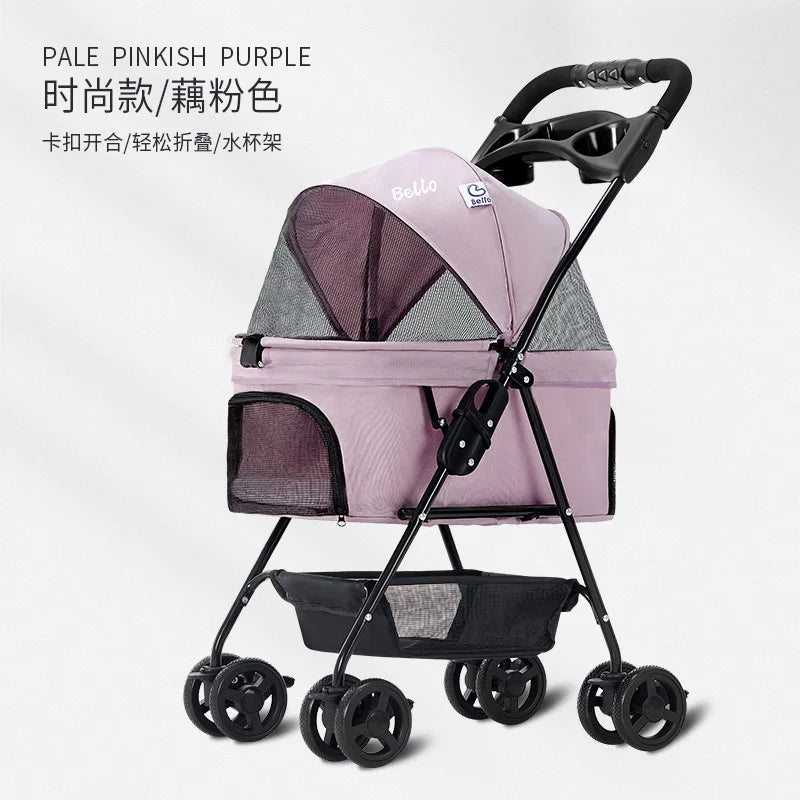 Bello SP02 manufacturer sells pet carts for foreign trade, lightweight foldable pet carts for dog outings Oasis Select pink S