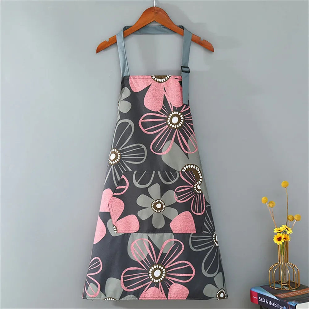 1PC Aprons Fashion Cotton Fabric Waterproof Thickened Dirt Resistant Kitchen Apron and Home Work Clothes Gardening Work Clothing Oasis Select 04 OneSize