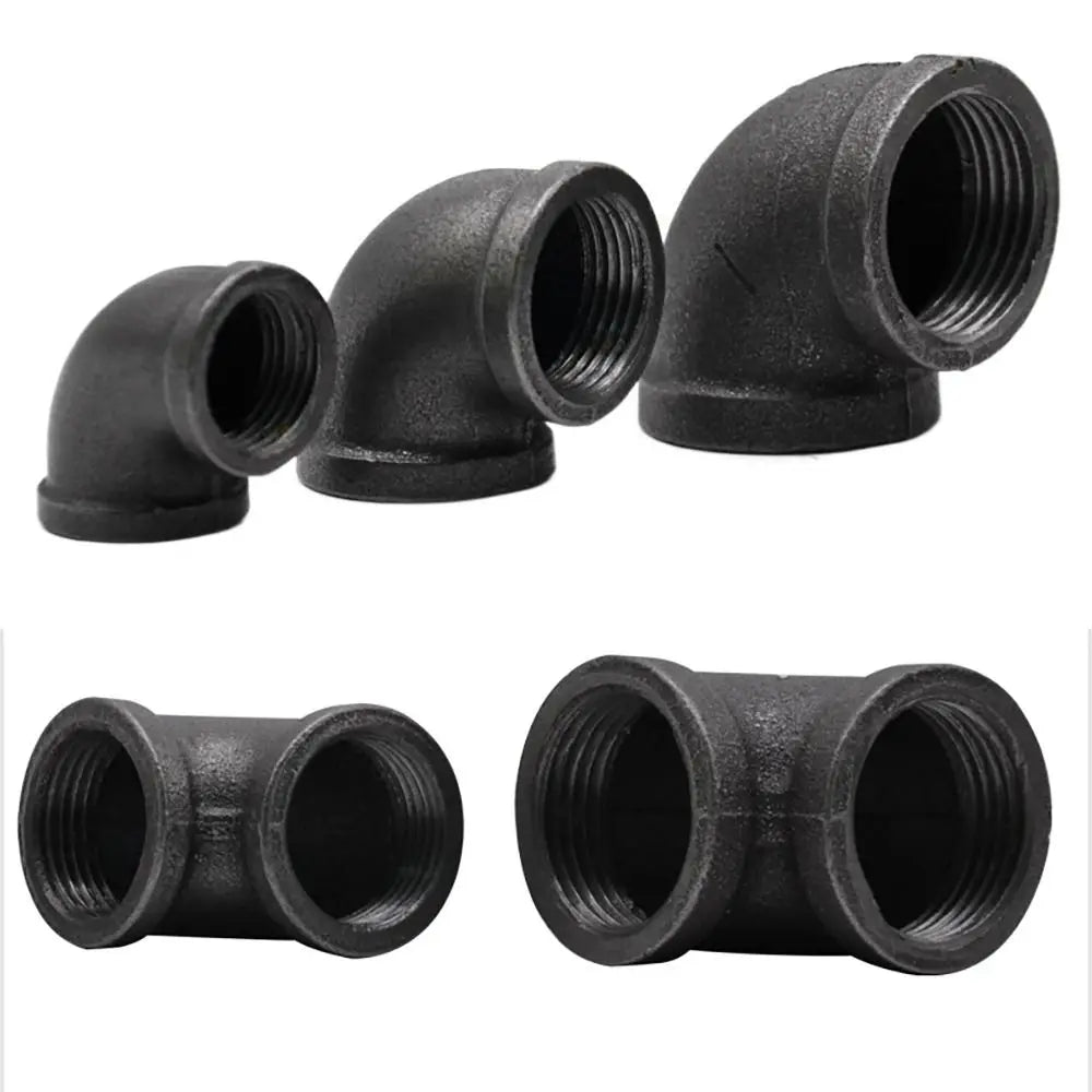 New Black Pipe Fittings Malleable Iron Elbow Plumbing Pipe Joint 1/2'' 3/4'' 1'' Threaded Pipe Connection Oasis Select