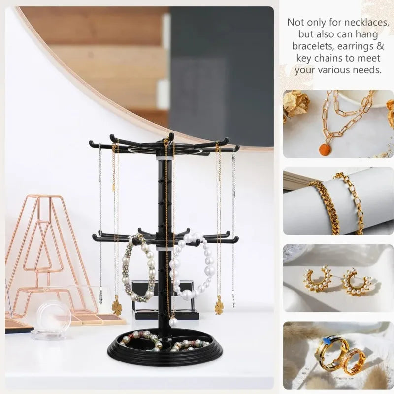 Rotating Earring Storage Rack Women's Earring Display Rack Bead Bracelet Hanging Necklace Hand Jewelry Box Oasis Select