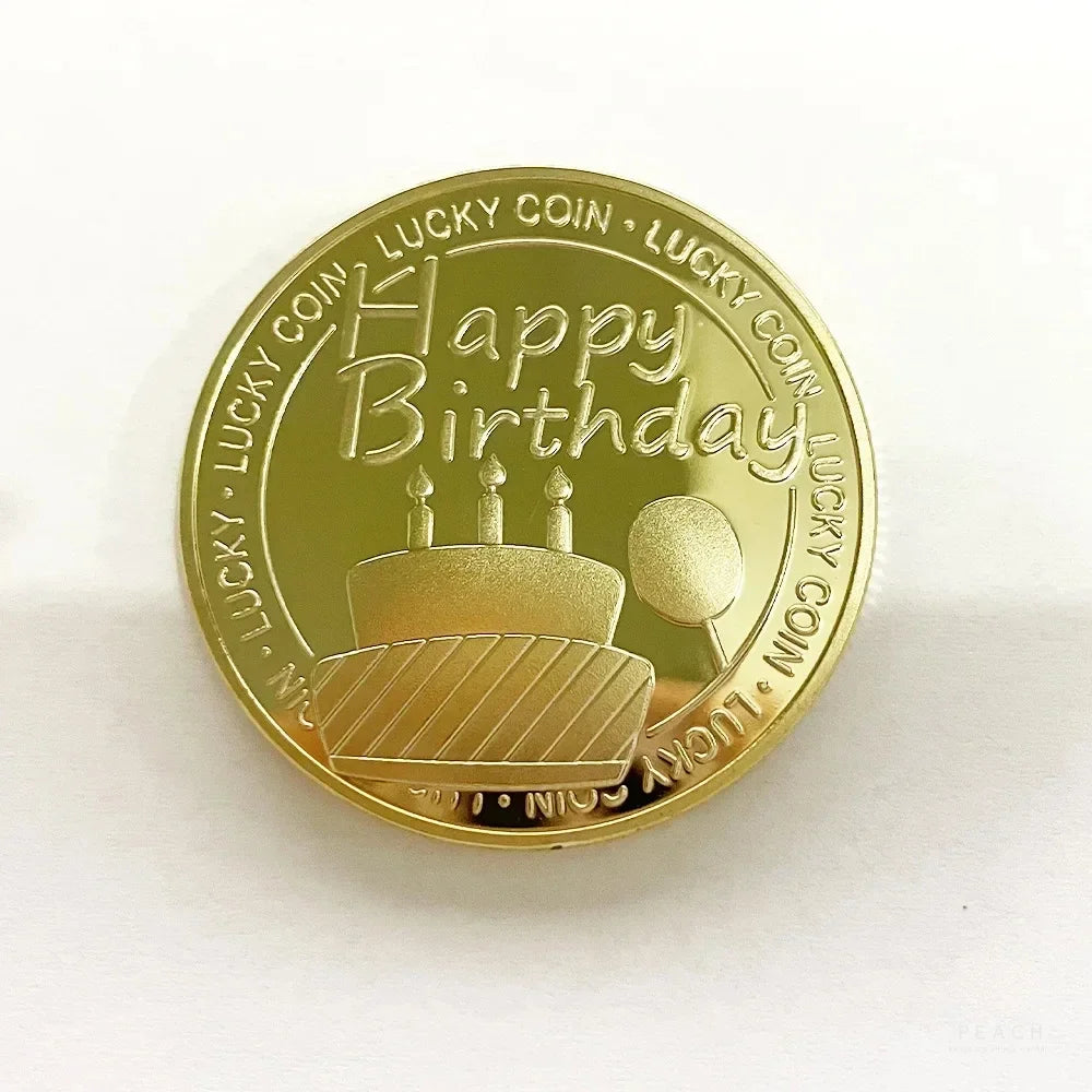 Commemorative Medal, Festival Celebration, Lucky Coin, Happy Birthday Commemoration Oasis Select happy gold