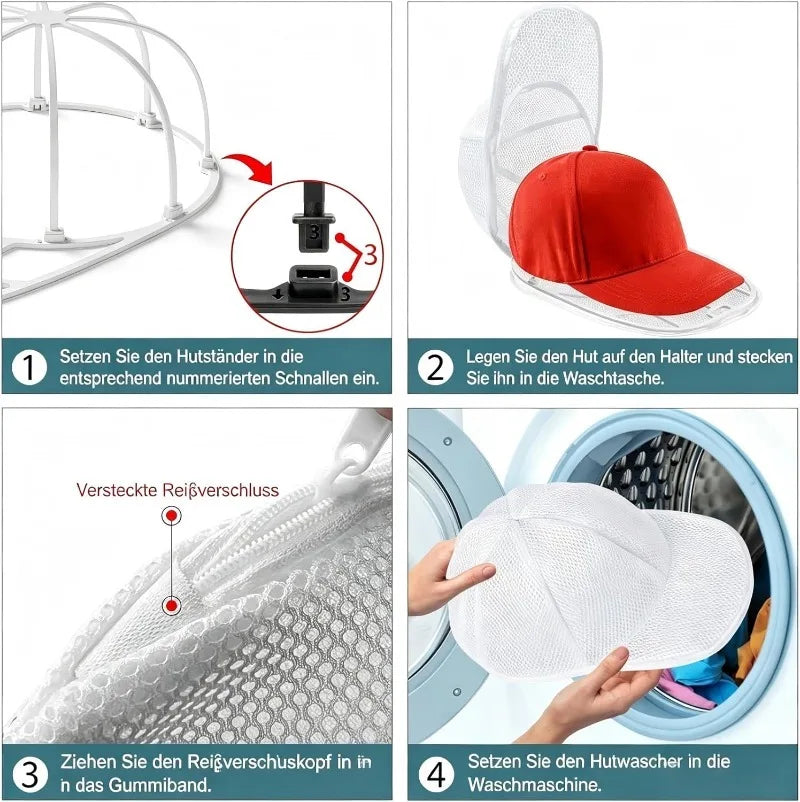 2pcs/set (Hat Washing Bag and Hat Rack) Baseball Cap Washer Set, Laundry Cleaning Accessories for Hat Washing, Closet Storage Oasis Select