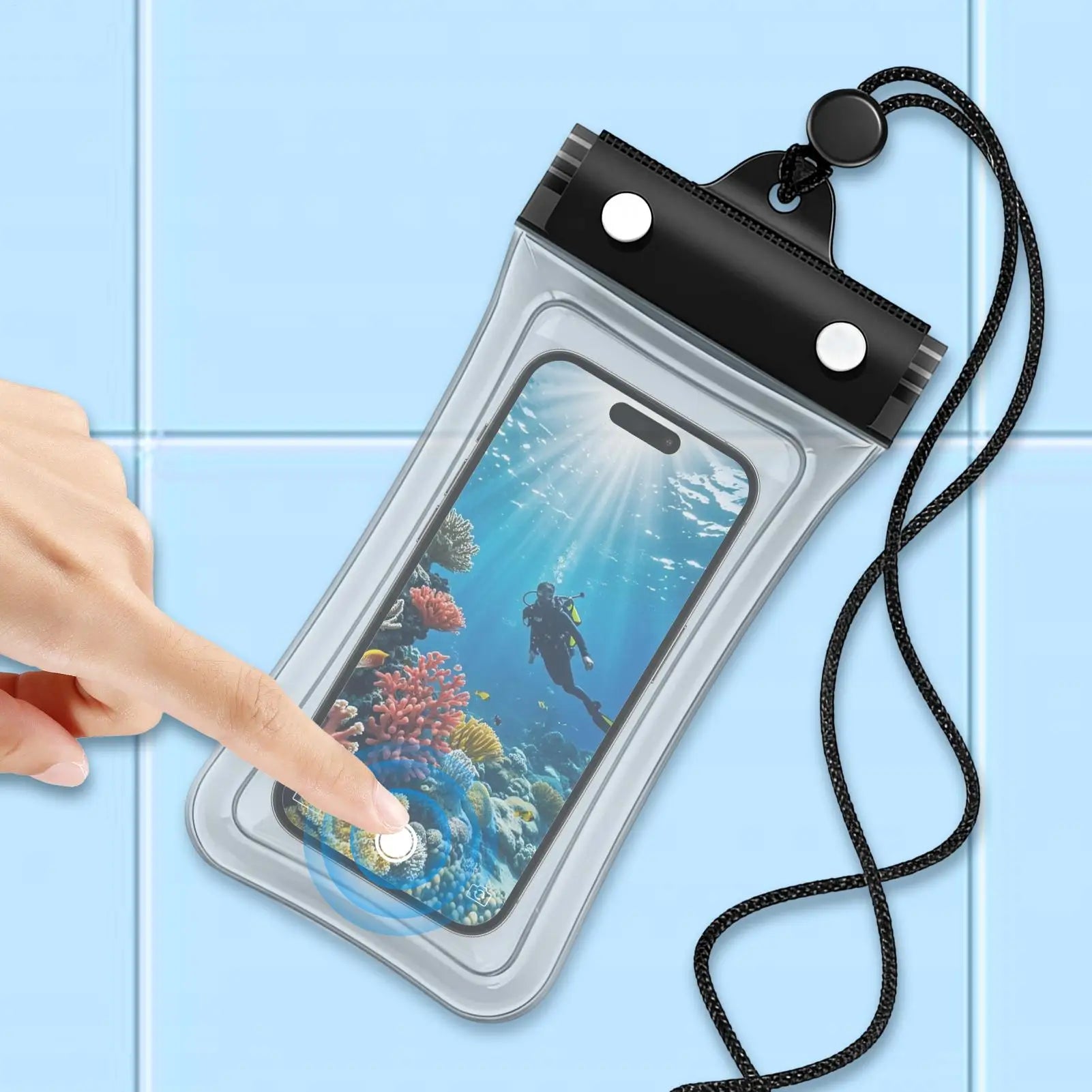 Universal Waterproof Phone Case Dry Bag with Lanyard Transparent  Touch Screen   for Beach Diving Snorkeling Surfing Travel