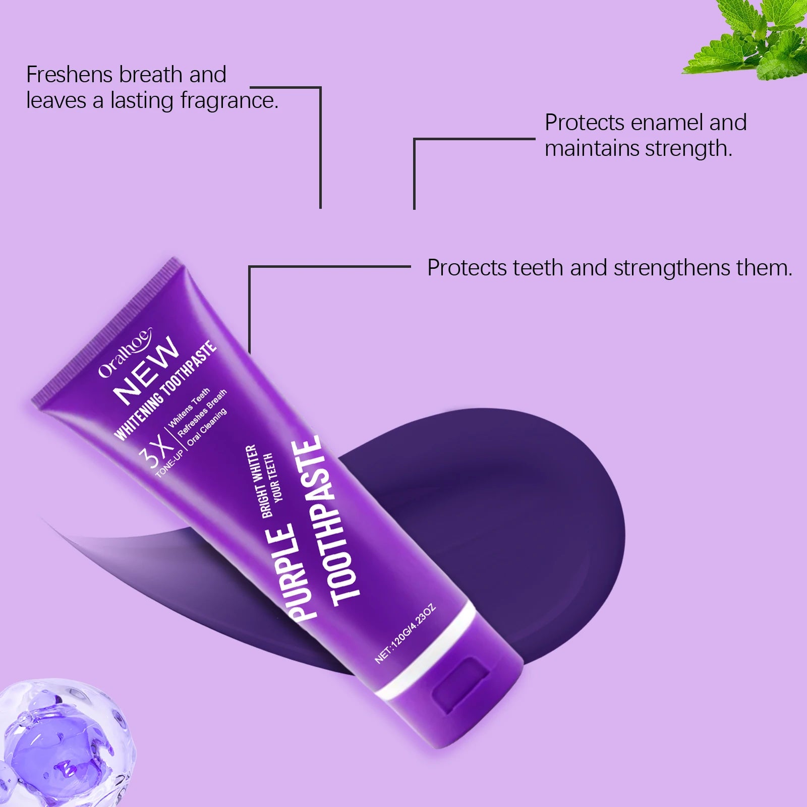 Purple Corrector Toothpaste Remove Tartar Plaque Reduce Yellowing Teeth Deep Cleansing Stains Whitening Tooth Oral Clean Care Oasis Select