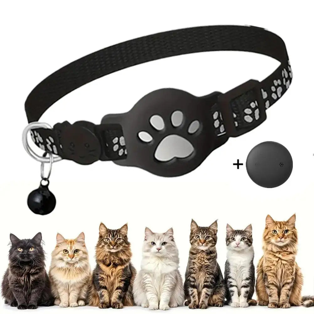 Cat Collar Compatible with Apple Airtag with Bell Adjustable Safety Buckle Reflective GPS Collar for Kittens Puppies Oasis Select