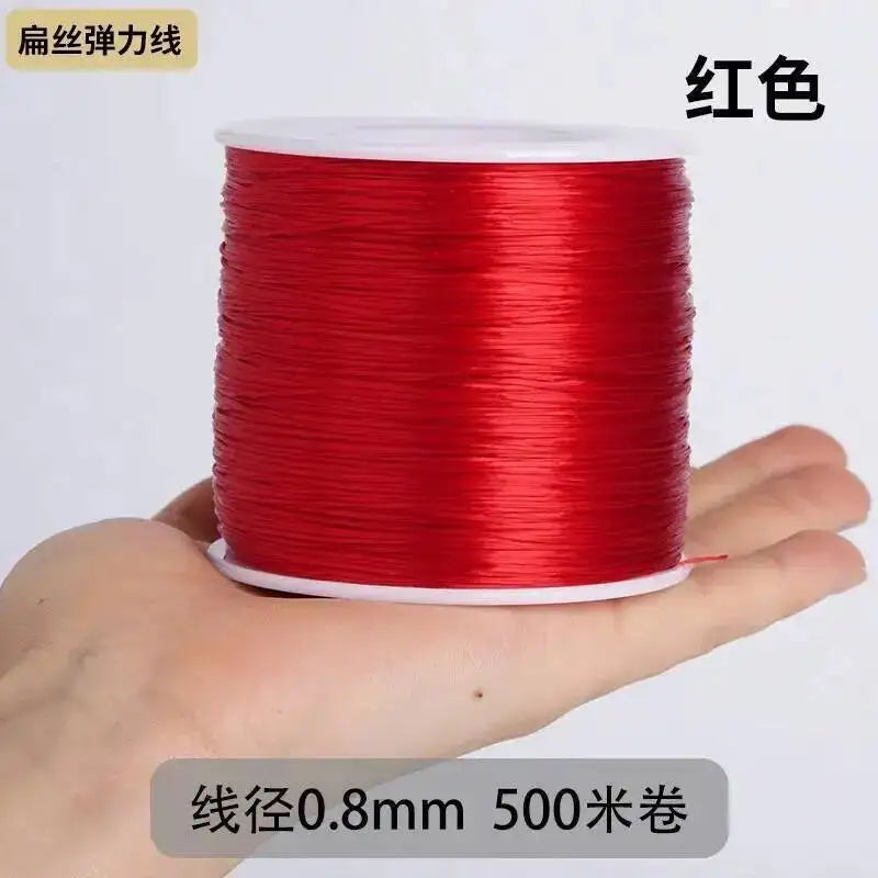 500M 0.8mm Flat Crystal Elastic Thread Bracelet String Leather Band Rope Wearing Bracelet Elastic Thread Buddha Bead Thread Oasis Select