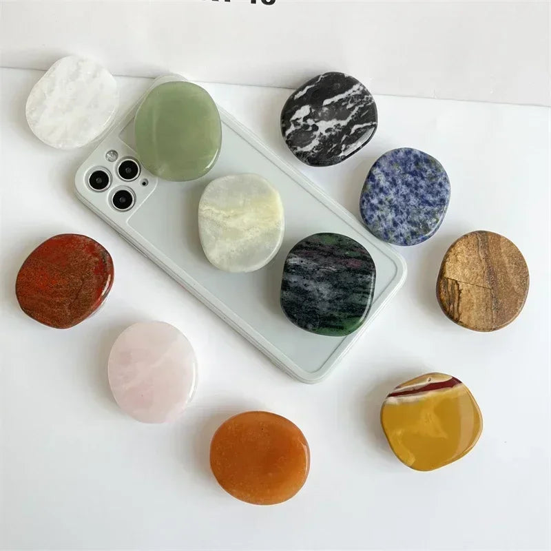 Natural Stone Shaped Phone Socket Holder Finger Grip Bracket Support Telephone for IPhone 15 14 13 Samsung Pocket Socket Stand Oasis Select
