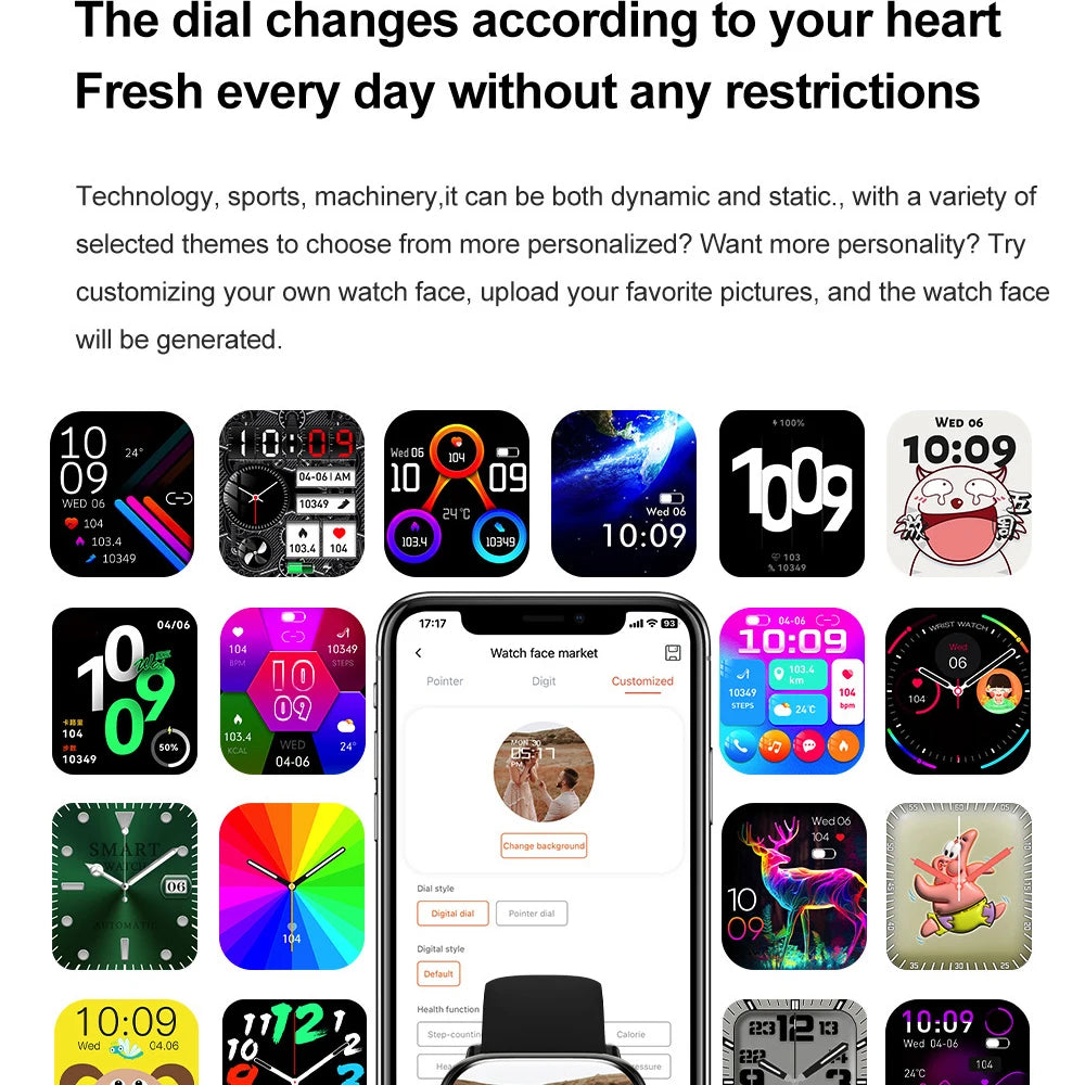 AMOLED Screen Smartwatch Women Blue Tooth Call Smart Watches Men Health Monitor Code Locks Heart Rate Sports DIY Dial Waterproof Oasis Select