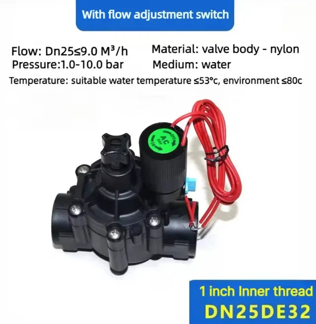 DN15 DN20 DN25 Normally Closed Solenoid Valve AC220/24V DC24/12V Nylon Valve for Landscape Irrigation Farm Garden 1/2" 3/4" 1" Oasis Select 1 inch AC24V