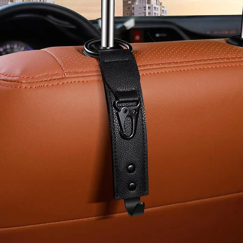 PU Leather Hooks For Car Storage Clips Front Seat Headrest Organizer Holder Auto Fastener Hangers Car Interior Accessories Oasis Select Black
