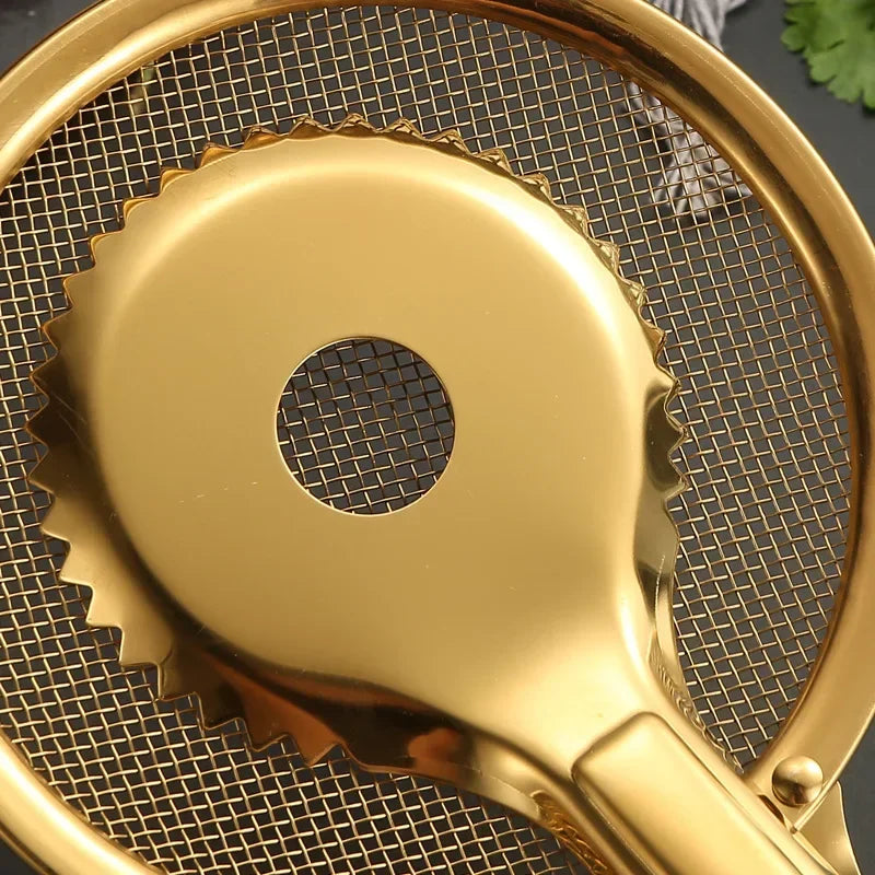 Gold Stainless Steel Food Clip Fried Food Clip Creative Steak Drain Filter with Filter Mesh Leakage Kitchen Tools Oasis Select