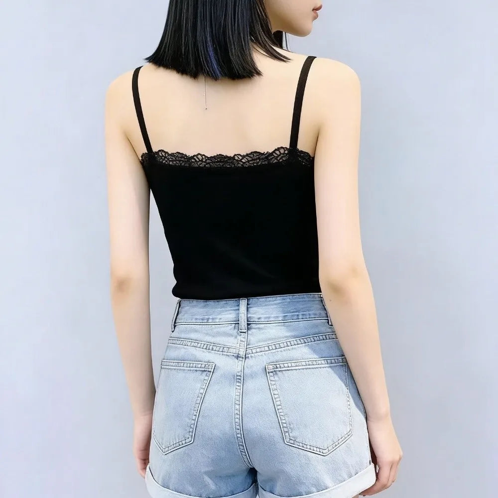 New Summer Lace V-neck Sling Sexy Spice Girls Sleeveless Tank Top Casual Sweet Vest Street Oasis Select