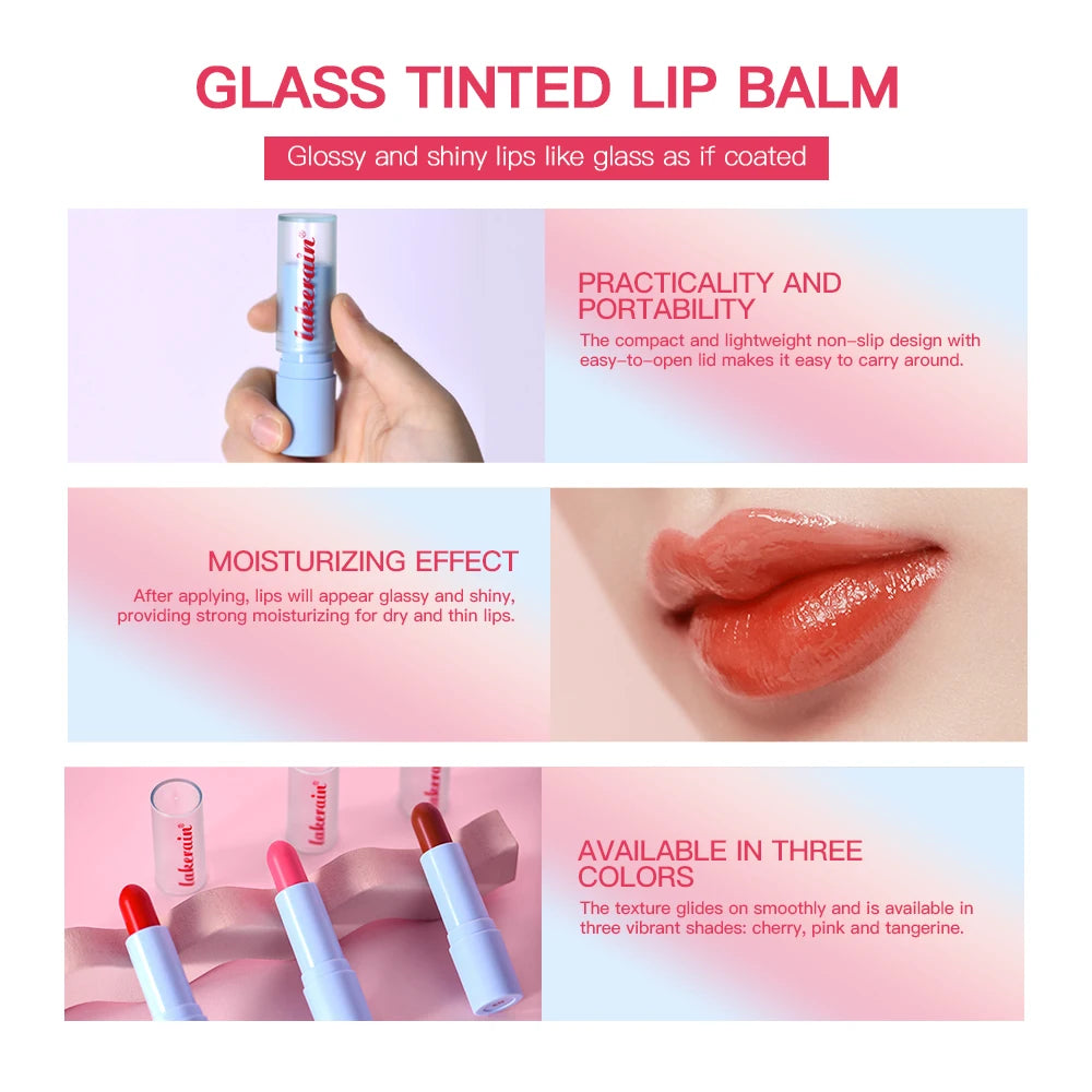 Glass Tinted Lip Balm Light Cherry Red Orange Glow Moisturizing Vegetarian Lip Balm With Bright Clear Color Korea Lip Cosmetics Oasis Select