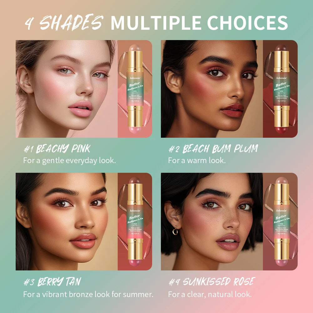 Multipurpose Blush Stick Moisturizing Skin Long Lasting Natural Double-headed Bronzer-Blush Stick Pigmented Beauty Makeup Oasis Select