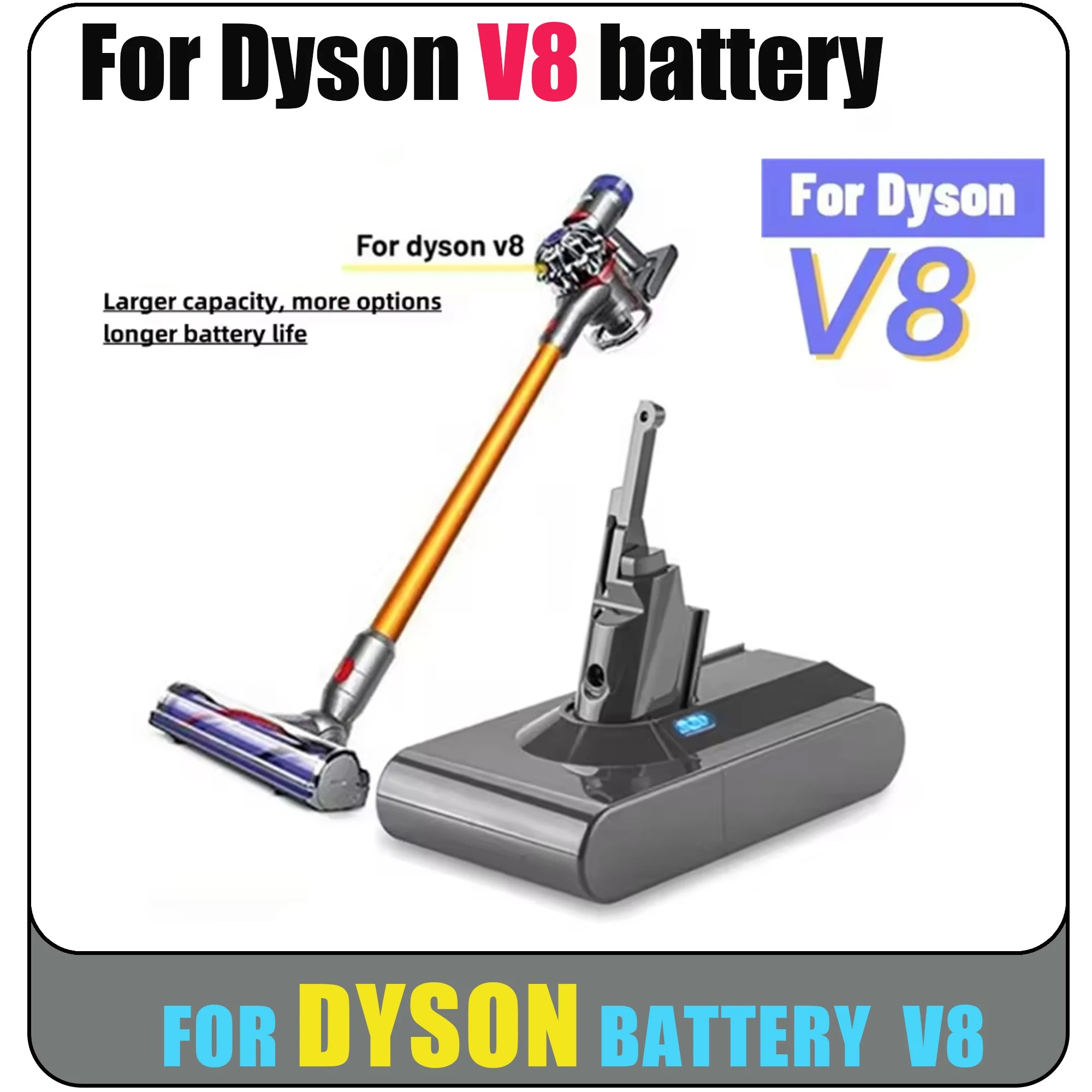 For Dyson V8 21.6V Replacement Battery for Dyson V8 Absolute Cord-Free Vacuum Handheld Vacuum Cleaner Battery Oasis Select