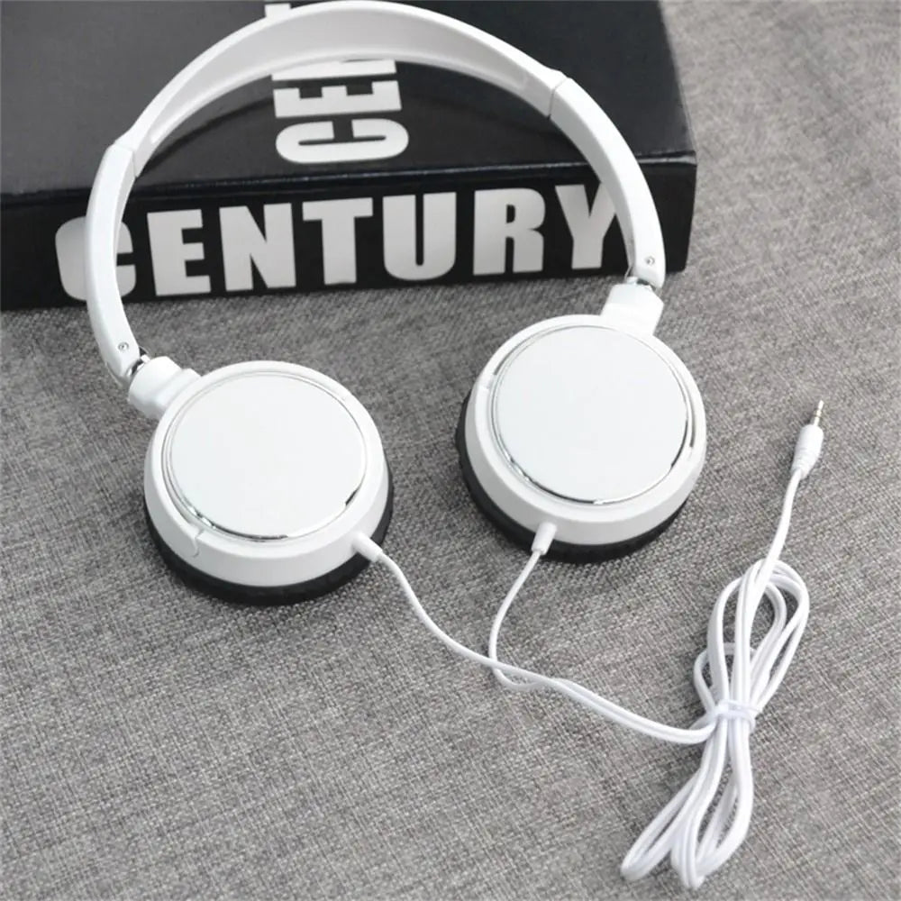 Universal Headphone Over Ear Foldable Wired Earphones HiFi Stereo Sound Portable Headset 3.5mm Oasis Select White