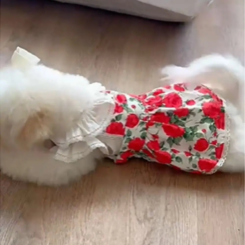 Comfortable Cute Rose Flower Dog Dress Soft Breathable Pet Summer Clothes Thin Design Dog Vest Puppy Oasis Select